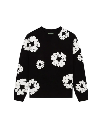 Denim Tears Denim Tears Long Sleeve Cotton Wreath T-shirt Black czarny-biały - widok główny z boku | Saturaise.com