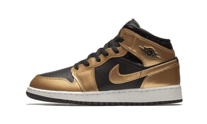 Air Jordan Air Jordan 1 Mid Metallic Gold czarny-biały - widok główny z boku | Saturaise.com