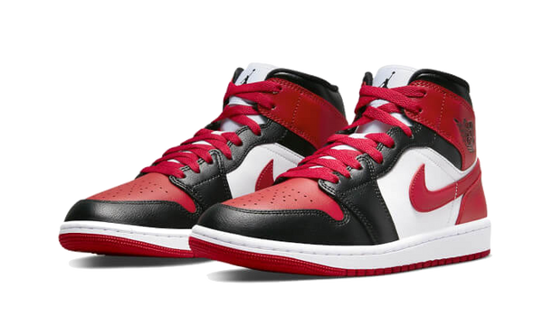 Air Jordan 1 Mid White Bred Toe - Kup oryginalne Air Jordan 1 Mid White Bred Toe BQ6472-079 - widok z drugiego boku - Sneakersy