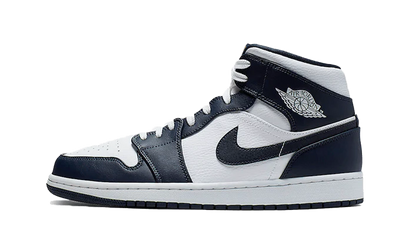 Air Jordan Air Jordan 1 Mid White Metallic Gold Obsidian granatowo-biały - widok główny z boku | Saturaise.com