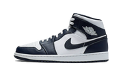 Air Jordan Air Jordan 1 Mid White Metallic Gold Obsidian granatowo-biały - widok główny z boku | Saturaise.com