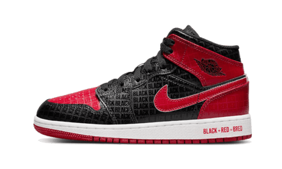 Air Jordan Air Jordan 1 Mid Bred Text czarno-czerwony - widok główny z boku | Saturaise.com