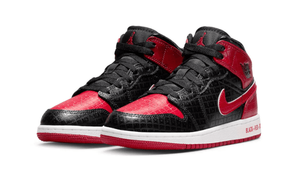 Air Jordan 1 Mid Bred Text - Kup oryginalne Air Jordan 1 Mid Bred Text DM9650-001 - widok z drugiego boku - Sneakersy