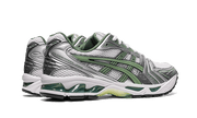 Buty Asics Gel-Kayano 14 White Pure Silver Slate Grey Sage - widok z przodu - Rozmiary EU