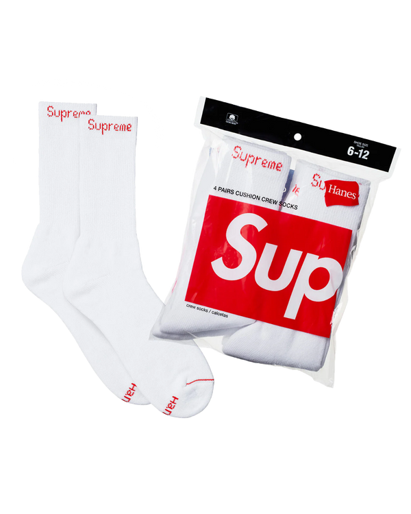 Skarpetki Supreme x Hanes Crew Socks (4-pak) Białe