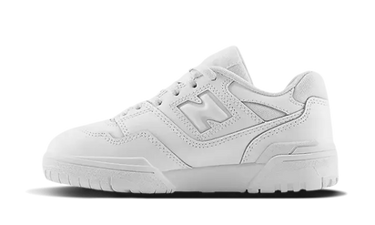 New Balance 550 Triple White biało-pomarańczowy - widok główny z boku | Saturaise.com