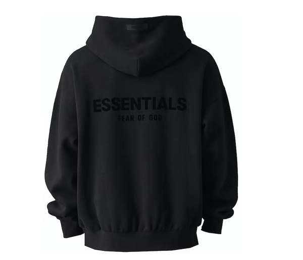 Fear of God Essentials Pullover Chest Logo Hoodie Stretch Limo/Black FW22 - Fear of God Essentials Pullover Chest Logo Hoodie Stretch Limo/Black FW22 - widok z drugiego boku - Premium Quality