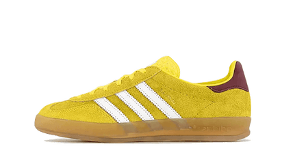 Yeezy Gazelle Indoor Bright Yellow Burgundy biały-żółty - widok główny z boku | Saturaise.com