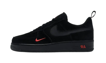 Nike Air Force 1 Low Multi-Swoosh Black Crimson czarny-biały - widok główny z boku | Saturaise.com