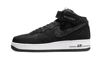 Nike Air Force 1 Mid Stussy All Black - widok główny z boku - Streetwear