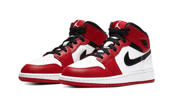 Air Jordan 1 Mid Chicago White - Kup oryginalne Air Jordan 1 Mid Chicago White 554724-173 - widok z drugiego boku - Sneakersy