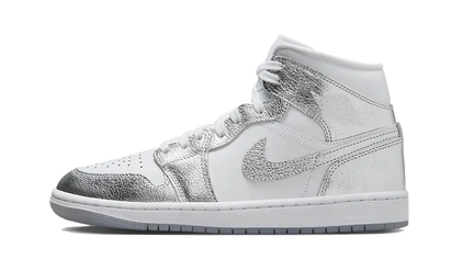 Air Jordan Air Jordan 1 Mid Crinkled Chrome srebrny - widok główny z boku | Saturaise.com