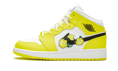 Air Jordan Air Jordan 1 Mid Dynamic Yellow czarny-biały - widok główny z boku | Saturaise.com