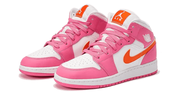 Air Jordan 1 Mid Pinksicle Safety Orange - Kup oryginalne Air Jordan 1 Mid Pinksicle Safety Orange DX3240-681 - widok z drugiego boku - Sneakersy