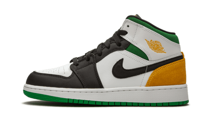 Air Jordan Air Jordan 1 Mid SE White Laser Orange Lucky Green czarny-biały - widok główny z boku | Saturaise.com