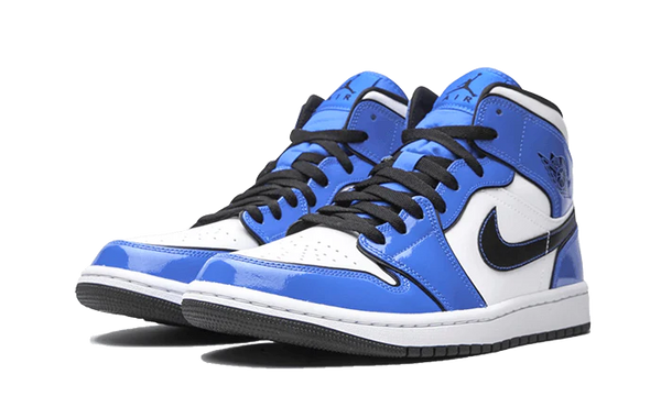 Air Jordan 1 Mid Signal Blue - Kup oryginalne Air Jordan 1 Mid Signal Blue 555112-401 - widok z drugiego boku - Sneakersy