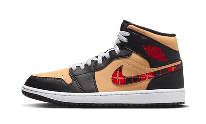 Air Jordan Air Jordan 1 Mid SE Tartan Swoosh czarny-biały - widok główny z boku | Saturaise.com