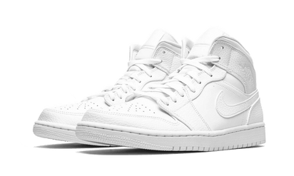 Kup oryginalne Air Jordan 1 Mid Triple White (2020) 554724-130 - widok z drugiego boku - Sneakersy