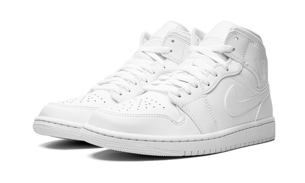 Air Jordan 1 Mid Triple White (2022) - Kup oryginalne Air Jordan 1 Mid Triple White (2022) 554724-136 - widok z drugiego boku - Sneakersy