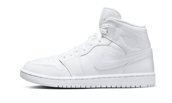 Air Jordan 1 Mid Triple White Patent Swoosh
