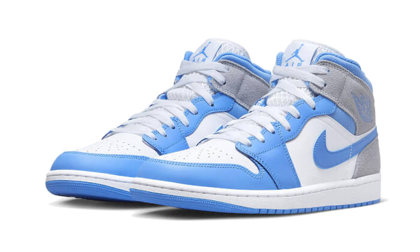 Air Jordan 1 Mid University Blue Grey - Kup oryginalne Air Jordan 1 Mid University Blue Grey DX9276-100 - widok z drugiego boku - Sneakersy