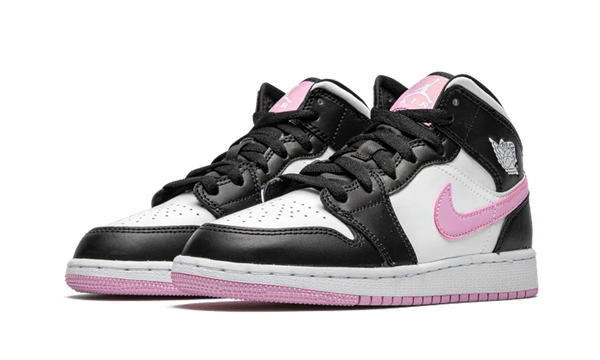 Air Jordan 1 Mid White Black Light Arctic Pink (GS) - Kup oryginalne Air Jordan 1 Mid White Black Light Arctic Pink (GS) 555112-103 - widok z drugiego boku - Sneakersy