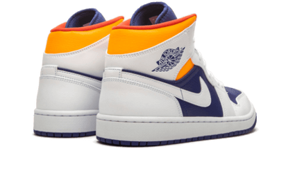 Buty Air Jordan Air Jordan 1 Mid White Laser Orange Deep Royal Blue - widok z przodu - Rozmiary EU