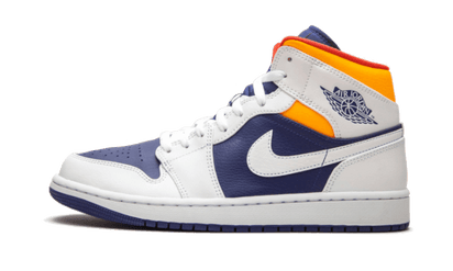 Air Jordan Air Jordan 1 Mid White Laser Orange Deep Royal Blue czarno-niebieski - widok główny z boku | Saturaise.com