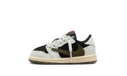 Air Jordan Air Jordan 1 Retro Low OG SP Travis Scott Olive Bébé (TD) brązowo-biały - widok główny z boku | Saturaise.com