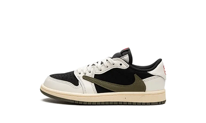 Air Jordan Air Jordan 1 Retro Low OG SP Travis Scott Olive Enfant (PS) brązowo-biały - widok główny z boku | Saturaise.com