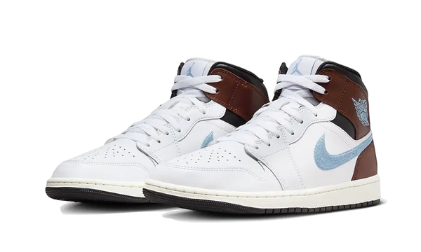 Air Jordan 1 Retro Mid SE Brown Blue Grey - Kup oryginalne Air Jordan 1 Retro Mid SE Brown Blue Grey FQ7831-142 - widok z drugiego boku - Sneakersy