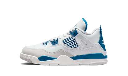 Air Jordan Air Jordan 4 Retro Military Blue (2024) Enfant (PS) biało-pomarańczowy - widok główny z boku | Saturaise.com