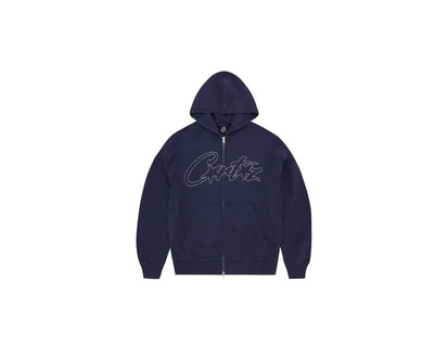 Corteiz Corteiz Thick Stitch Logo Print Zip Hoodie Navy - widok główny z boku - Streetwear