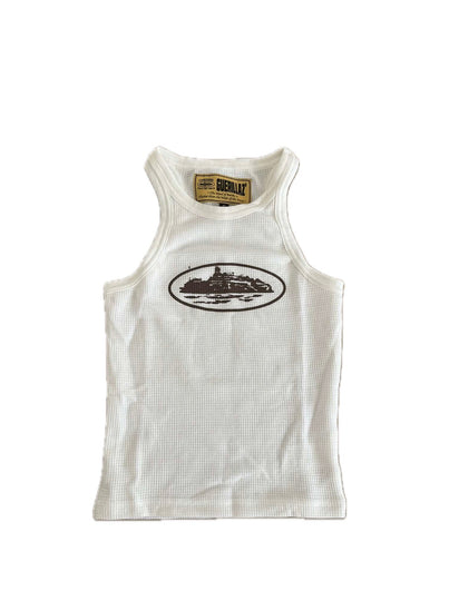 Corteiz Corteiz Womens Alcatraz Tank Top White/Black niebiesko-biały - widok główny z boku | Saturaise.com