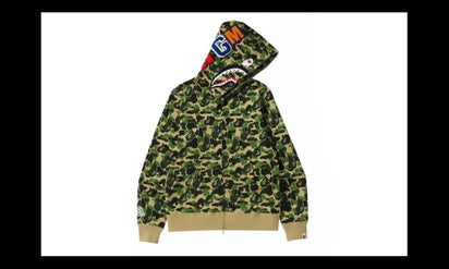 Bape Bape ABC Camo Shark Full Zip Hoodie Green - widok główny z boku - Streetwear