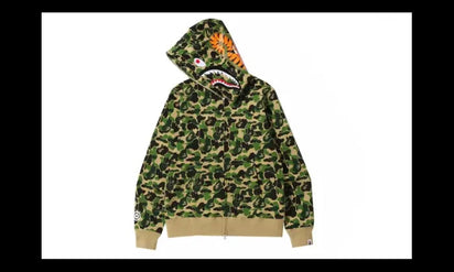 Bape ABC Camo Shark Full Zip Hoodie Green - widok z drugiego boku - Premium Quality