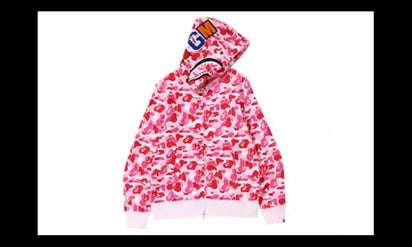 Bape BAPE ABC Camo Shark Full Zip Hoodie Pink Camo - widok główny z boku - Streetwear