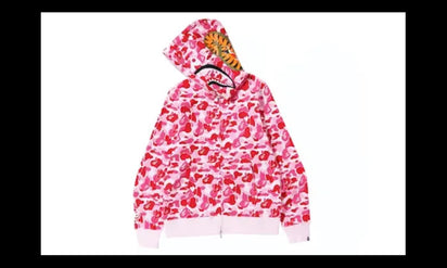 BAPE ABC Camo Shark Full Zip Hoodie Pink Camo - widok z drugiego boku - Premium Quality