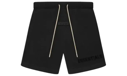 Essentials Fear of God Essentials Cream Drawstring Sweatshort Jet Black SS23 czarny-beżowy - widok główny z boku | Saturaise.