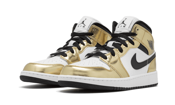 Air Jordan 1 Mid White Metallic Gold - Kup oryginalne Air Jordan 1 Mid White Metallic Gold DC1419-700 - widok z drugiego boku - Sneakersy