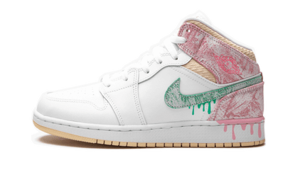Air Jordan Air Jordan 1 Mid SE Paint Drip niebiesko-biały - widok główny z boku | Saturaise.com