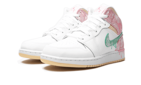 Air Jordan 1 Mid SE Paint Drip - Kup oryginalne Air Jordan 1 Mid SE Paint Drip DD1666-100 - widok z drugiego boku - Sneakersy