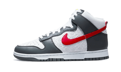 Nike Dunk High Embossed Basketball Grey Red biały-czerwony - widok główny z boku | Saturaise.com