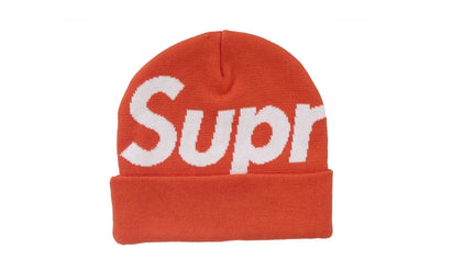 Supreme Supreme Big Logo Beanie (FW24) Orange - widok główny z boku - Akcesoria
