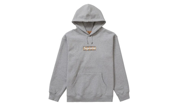Supreme Burberry Box Logo Hooded Sweatshirt Heather Grey