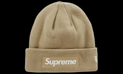 Supreme Supreme New Era Box Logo Beanie (FW23) Dark Sand - widok główny z boku - Akcesoria