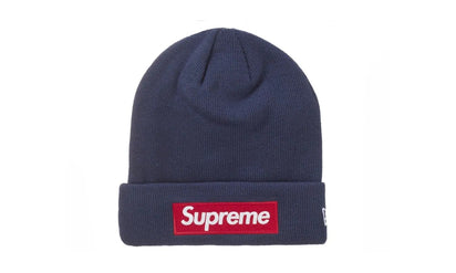 Supreme Supreme New Era Box Logo Beanie (FW24) Navy - widok główny z boku - Akcesoria