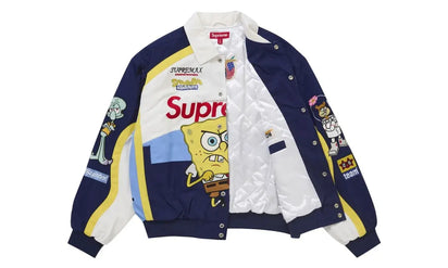 Supreme SpongeBob SquarePants Jeff Hamilton Racing Jacket White - widok z przodu - Rozmiary XS-XXL