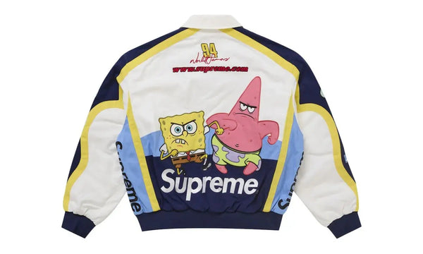 Supreme SpongeBob SquarePants Jeff Hamilton Racing Jacket White - Supreme SpongeBob SquarePants Jeff Hamilton Racing Jacket White - widok z drugiego boku - Premium Quality