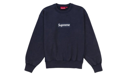 Supreme Supreme Washed Box Logo Crewneck Navy - widok główny z boku - Streetwear